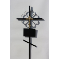 Крест металлический Простой, с распятием.  черный h=200см (Р31)