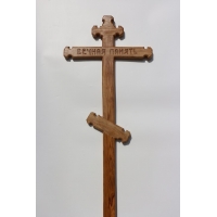 Крест на могилу Резной (дуб), h=220 см. (Р57)