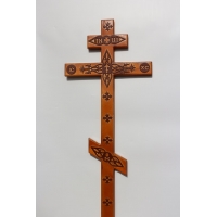 Крест на могилу с декором (сосна), h=2,1 м. (Р93)