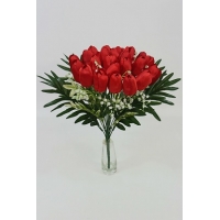 Букет тюльпанов с ландышами 24 головы+4 листа. Н=42 см. (Б7134)